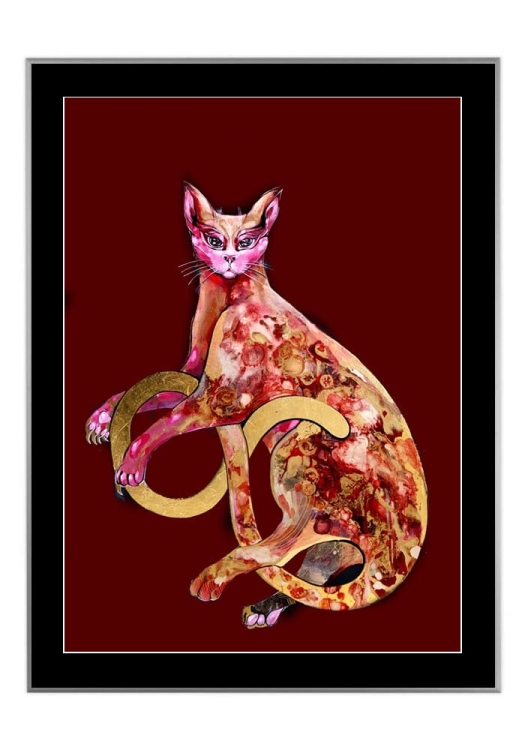 Kizia w bordowym, 50x70 cm, czarne passe-partout 5 cm, rama srebrna 60x80 cm.jpg