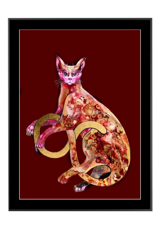 Kizia w bordowym, 50x70 cm, czarne passe-partout 5 cm, rama czarna 60x80 cm.jpg
