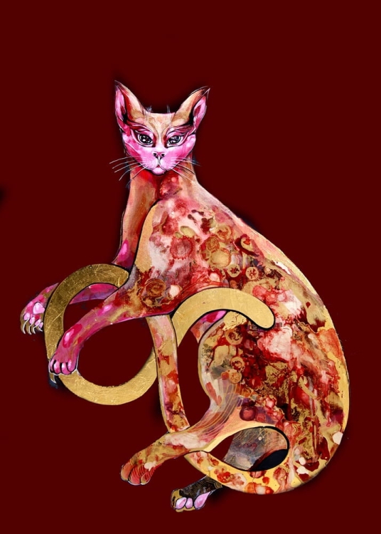 plakat Maggie Piu, Kizia w bordowym, 50x70 cm.jpg