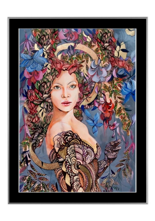 Siostra Tygrysicy Grey, 50x70 cm, czarne passe-partout 5 cm, rama srebrna 60x80 cm.jpg