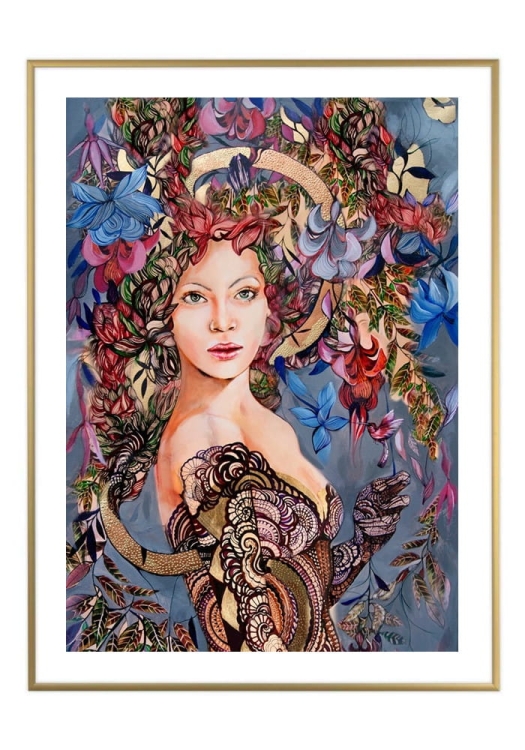 Siostra Tygrysicy Grey, 50x70 cm, białe passe-partout 5 cm, rama złota 60x80 cm.jpg