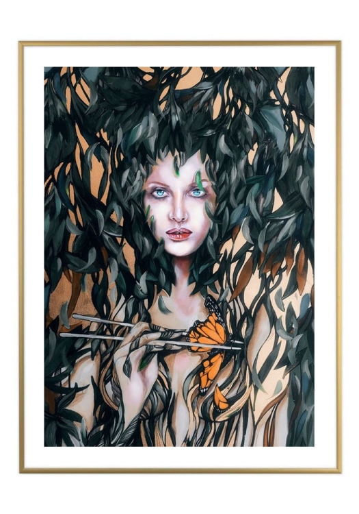 Szuwarnica i Monarcha II, 50x70 cm, białe passe-partout 5 cm, rama złota 60x80 cm.jpg