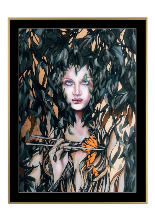 Szuwarnica i Monarcha II, 50x70 cm, czarne passe-partout 5 cm, rama złota 60x80 cm.jpg