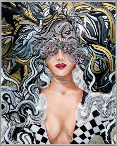 plakat Maggie Piu, Kruki Balmaina Gold, 40x50 cm, rama alu srebrna 41x51 cm.jpg