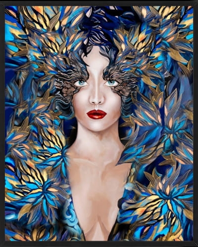 plakat Maggie Piu, Goldiva Szafiro IV, 40x50 cm, rama basic czarna 42x52 cm.jpg