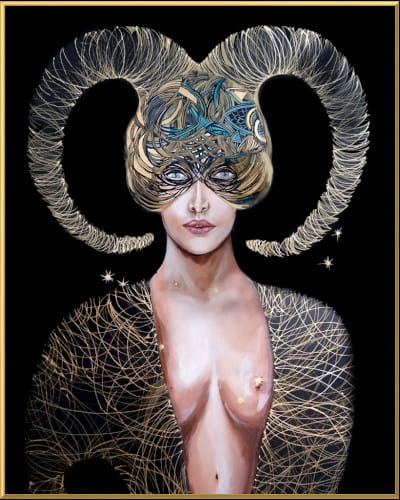 plakat Maggie Piu, Koziorożec, 40x50 cm, rama alu złota 40x50 cm.jpg