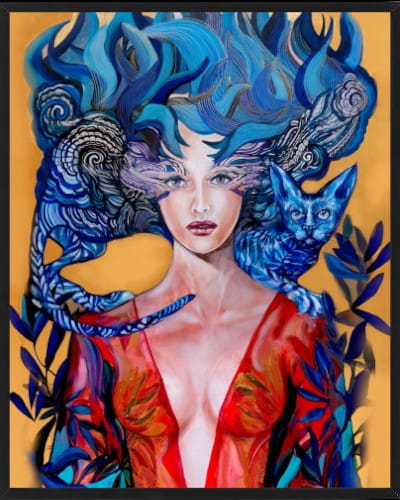 plakat Maggie Piu, Aoi Neko II, 40x50 cm, rama basic czarna 42x52 cm.jpg