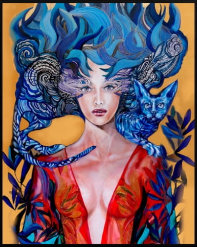 plakat Maggie Piu, Aoi Neko II, 40x50 cm, rama alu czarna 41x51 cm.jpg