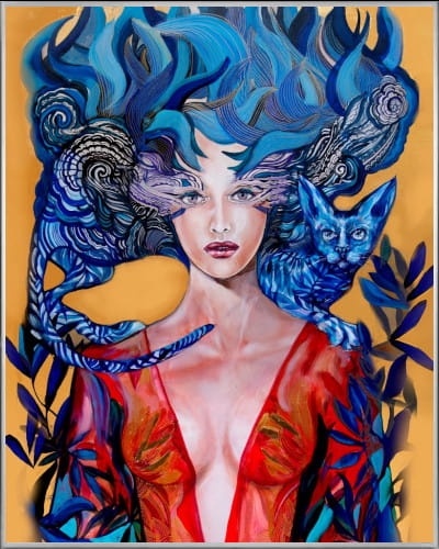 plakat Maggie Piu, Aoi Neko II, 40x50 cm, rama alu srebrna 41x51 cm.jpg