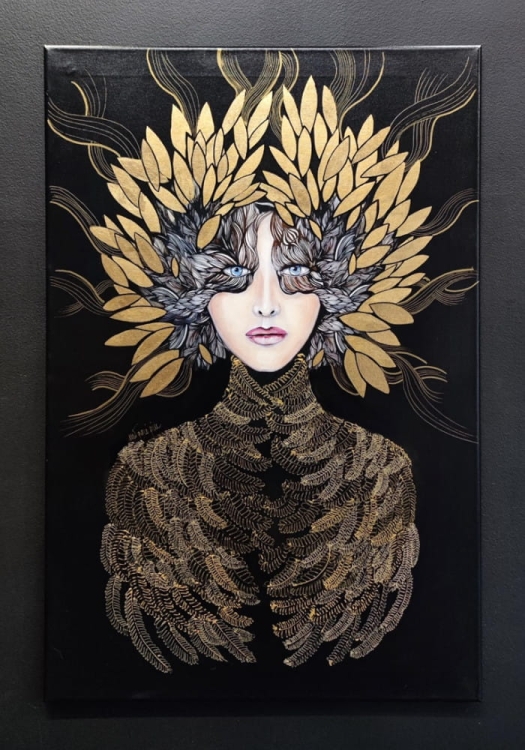 Lady Gorudo II-Q, 60x90 cm, technika mieszana, black wall.jpg