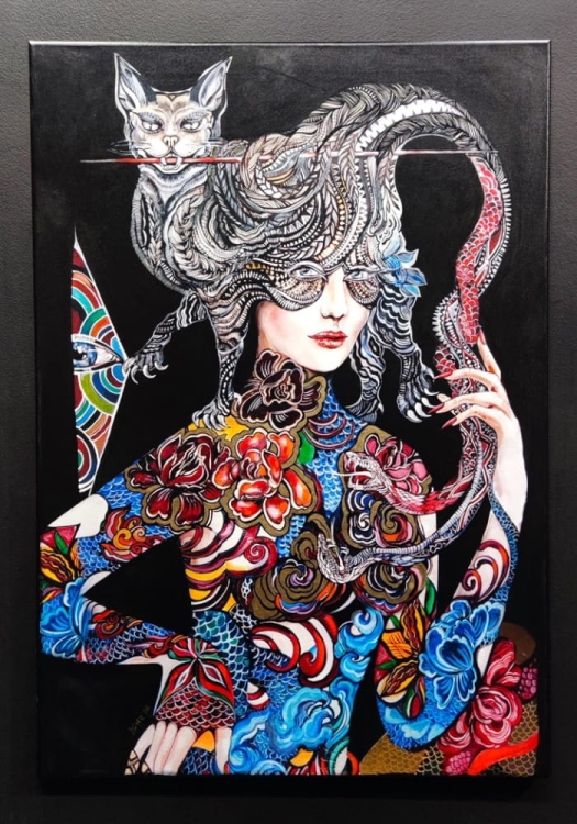 Dwa węże ... , 70x100 cm, black wall.jpg