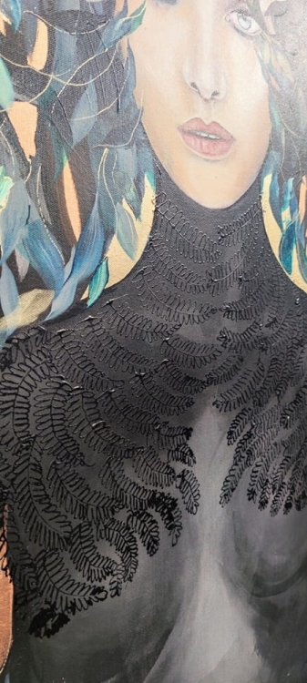 Szuwarnica Złota, 60x90 cm, detal 2 koronka, technika mieszana, Maggie Piu, 2025.jpg