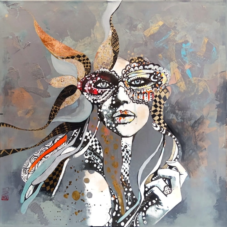 Szasza Szara, 100x100 cm, technika mieszana, Maggie Piu, 2025.jpg