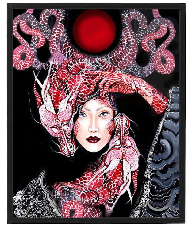 plakat Maggie Piu, Dwa Smoki, 40x50 cm, rama basic czarna 42x52 cm.jpg