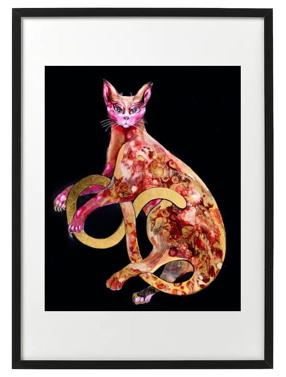 plakat Maggie Piu, Kizia na czarnym, 40x50 cm, rama basic 52x72.jpg