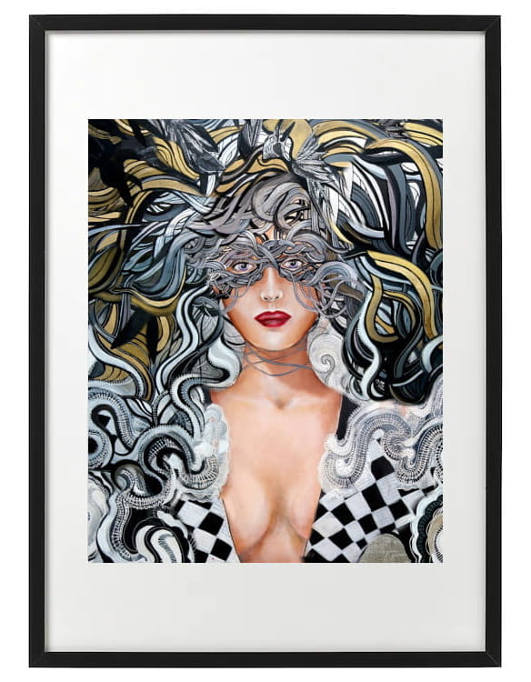 plakat Maggie Piu, Kruki Balmaina Gold, 40x50 cm, rama basic 52x72.jpg