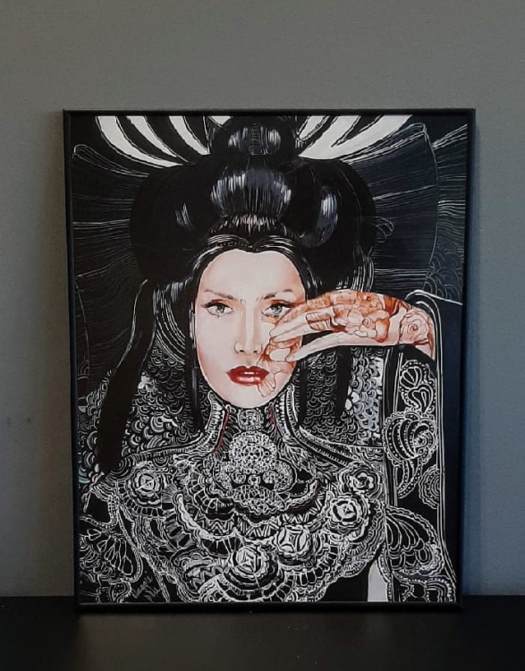 Lady Gingko 40x50, rama alu black 40x50 cm.jpg