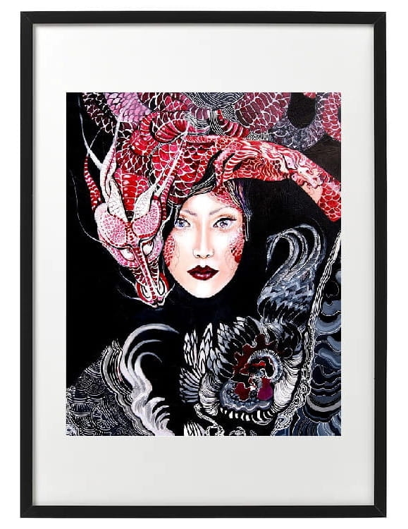 plakat Maggie Piu, Dwa koguty walczą o me serce, 40x50 cm, rama basic 52x72.jpg