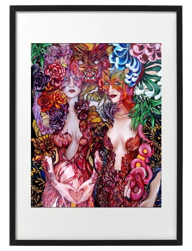 plakat Maggie Piu, Tygrysica i Flamingo, 40x50 cm, rama basic 52x72.jpg