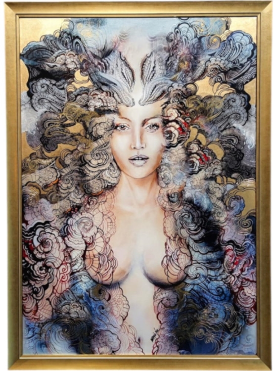 Freewolna Carmen, 70x100 cm, technika mieszana, Maggie Piu, rama złota.jpg