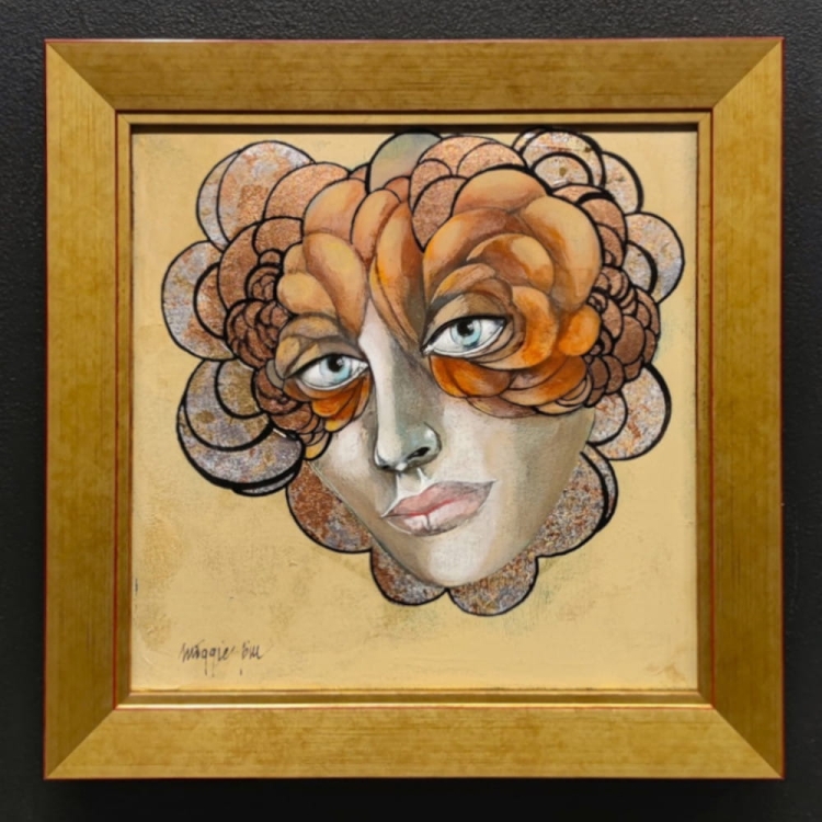 Minipiu XVI – Obraz 30×30 cm, Akryl na Płótnie, w Ramie 37,5×37,5 cm, Maggie Piu, black wall.jpg