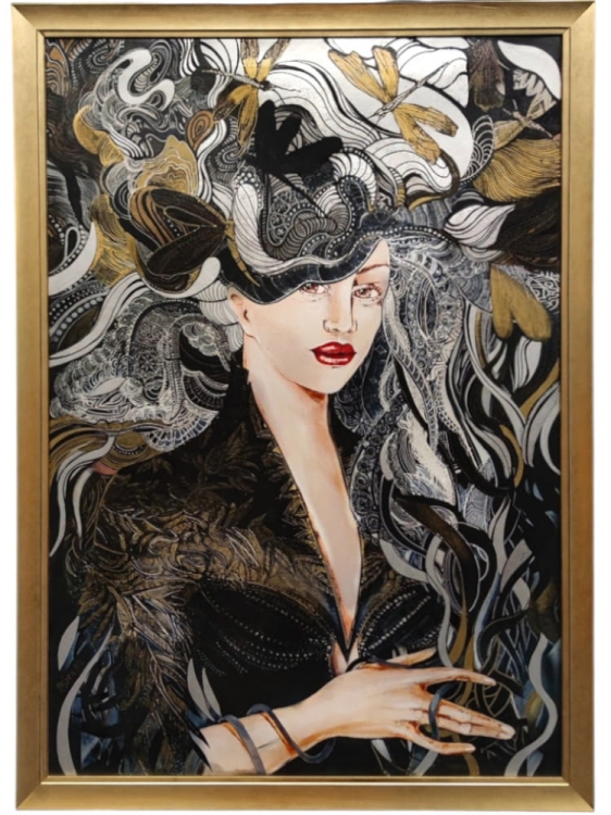 Igły Aleksandra, 70x100 cm, technika mieszana, złota rama.jpg