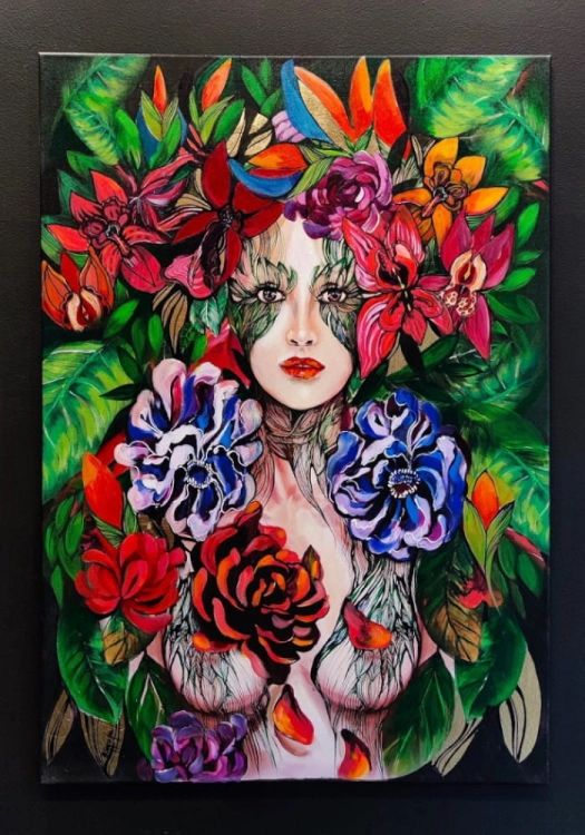 Amissa, 70x100 cm, technika mieszana, Maggie Piu, black wall.jpg