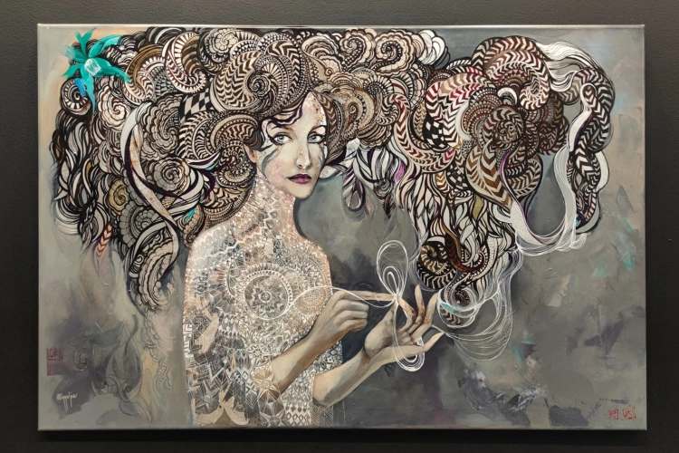 Wszystko albo nić, 120x80 cm, akryl na płótnie, Maggie Piu, black wall.jpg