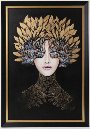 Lady Gorudo, 60x90 cm, technika mieszana, Maggie Piu, obraz w oprawie złoto-czarnej, white board.jpg