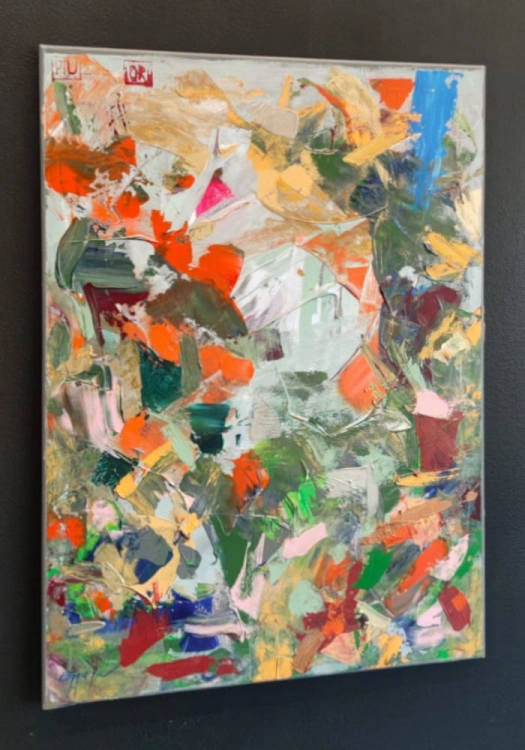 Mazy III, 50x70 cm, akryl na płótnie, Maggie Piu, black wall, left perspective.jpg