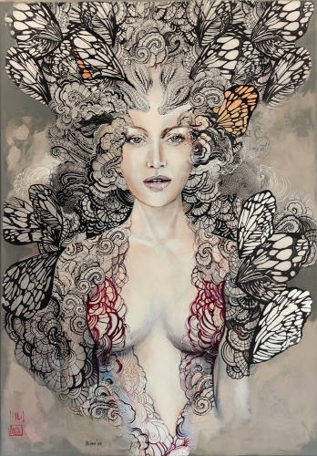 Freewolna Carmen Taupe, 70x100 cm, technika mieszana, Maggie Piu.jpg