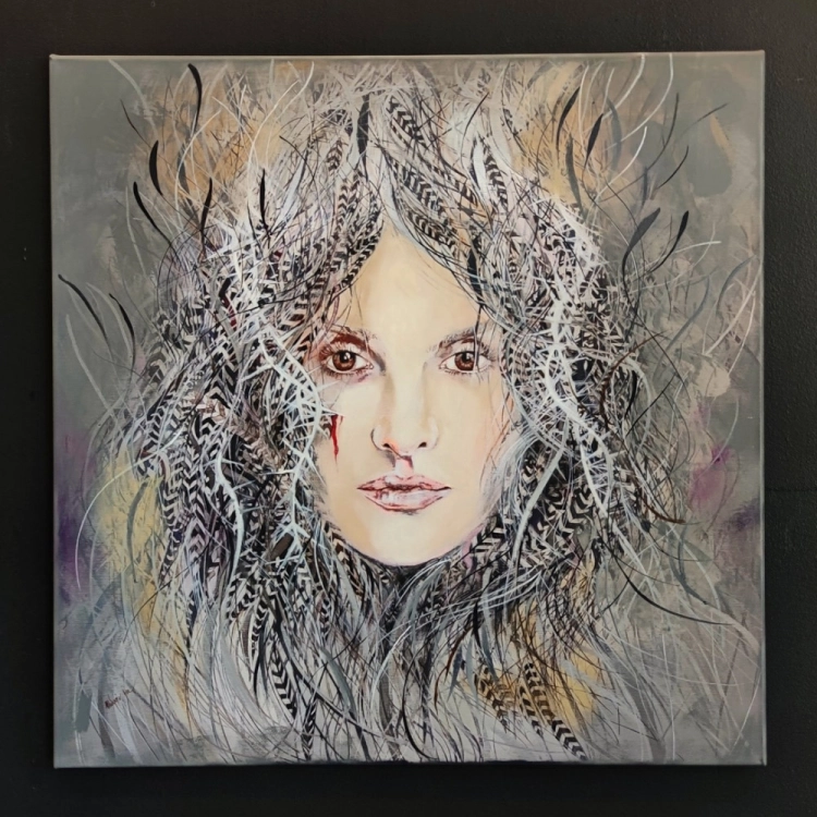 Rita, 80x80 cm, technika mieszana, Maggie Piu, black wall.jpg