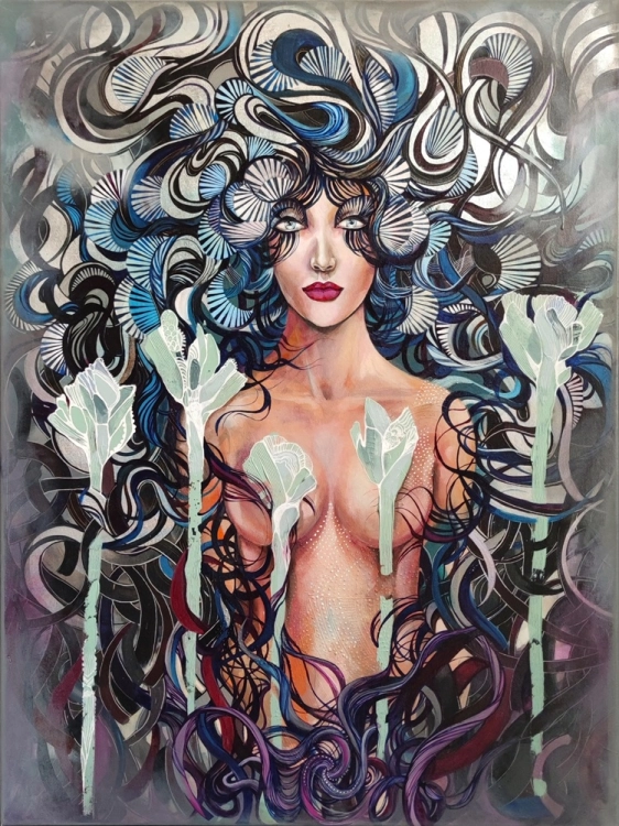 Dyskordia, 90x120 cm, akryl na płótnie, cykl horror vacui, Maggie Piu, 2026.jpg