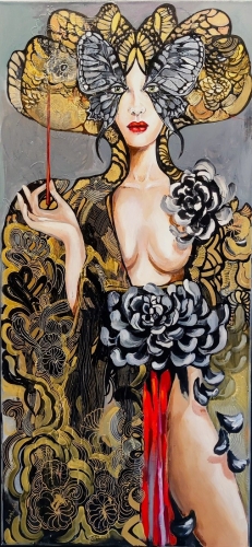 Kaminoboro, 70x150 cm, akryl na płótnie, obraz Maggie Piu
