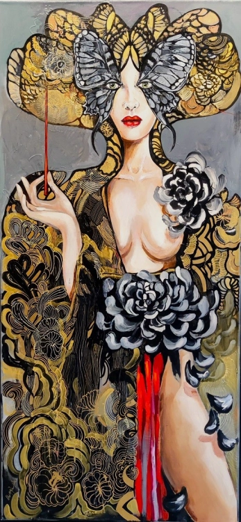 Kaminoboro, 70x150 cm, akryl na płótnie, obraz Maggie Piu