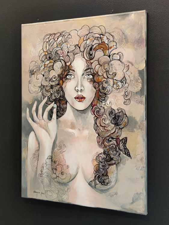 Psyche, 50x70 cm, akryl na płótnie, Maggie Piu, black wall, right perspective.jpg