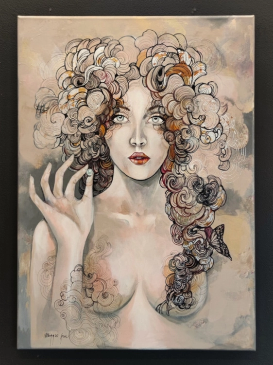 Psyche, 50x70 cm, akryl na płótnie, Maggie Piu, black wall.jpg