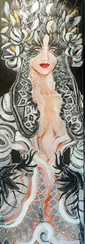 Black White Lady, 50x150 cm, technika mieszana, Maggie Piu.jpg