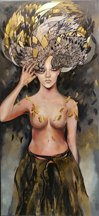 Kikazaru Aleksandra, 70x150 cm, akryl na płótnie, Maggie Piu, 2026.jpg