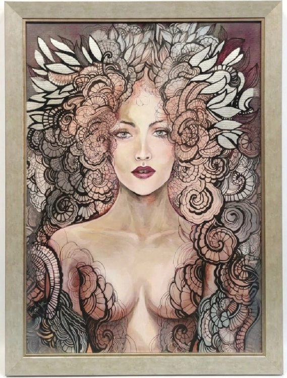 Freewolna Siostra Carmen, 50x70 cm, technika mieszana, rama silver 58x78 cm.jpg
