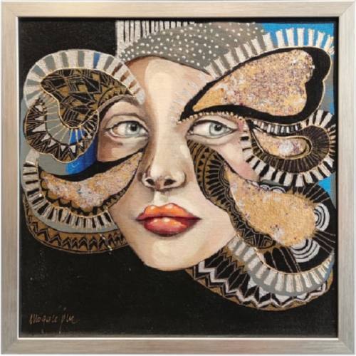 Minipiu XIX– Obraz 30×30 cm, Akryl na Płótnie, w ramie srebrnej, Maggie Piu, white wall.jpg