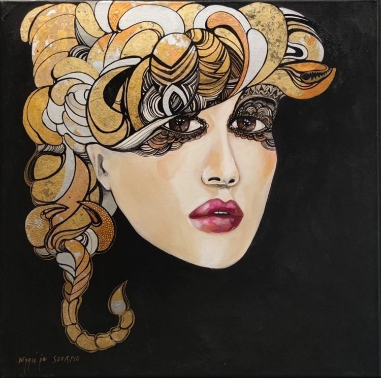 Skorpion, 60x60 cm, akryl na płótnie, Maggie Piu, 2026.jpg