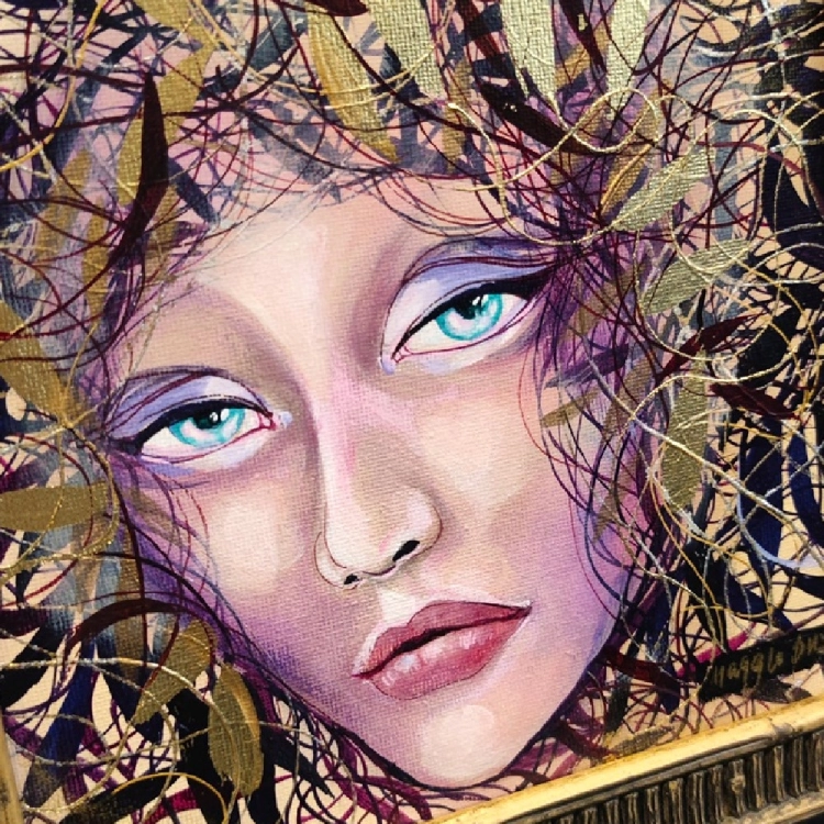 Minimegi B, 20x20 cm, akryl na płótnie, w ramie 25x25 cm, Maggie Piu, detail left perspective .jpg