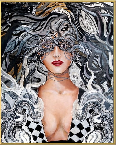 plakat Maggie Piu, Kruki Balmaina, rama alu złota 40x50cm.jpg
