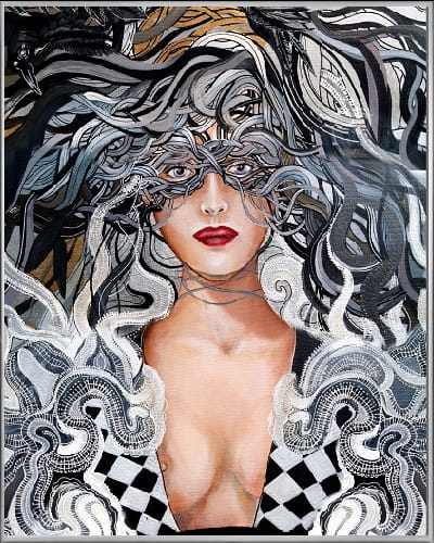 plakat Maggie Piu, Kruki Balmaina, rama-aluminiowa-srebrna-40x50cm.jpg