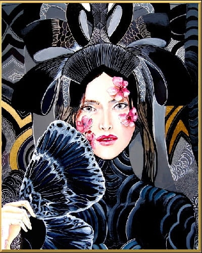 plakat Maggie Piu, Lady Sakura, rama alu złota 40x50cm.jpg