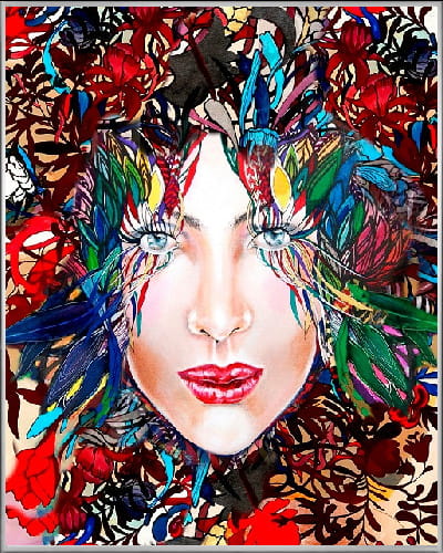 plakat Maggie Piu, Medusa Multicolor, rama-aluminiowa-srebrna-40x50cm.jpg