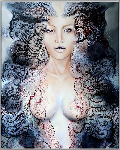 plakat Maggie Piu, Freewolna Carmen Koronka, 40x50 cm, rama alu srebrna 41x51 cm.jpg