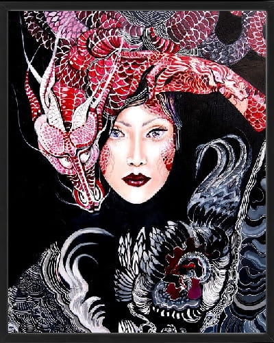 plakat Maggie Piu, Dwa koguty walczą o me serce, 40x50 cm, rama basic czarna 42x52 cm.jpg
