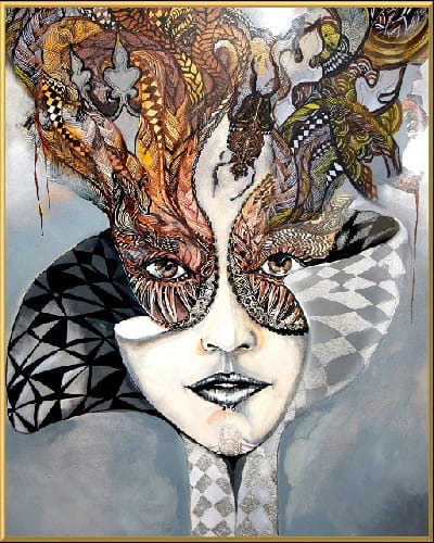 plakat Maggie Piu, Królowa Margot, 40x50 cm, rama alu złota 41x51 cm.jpg
